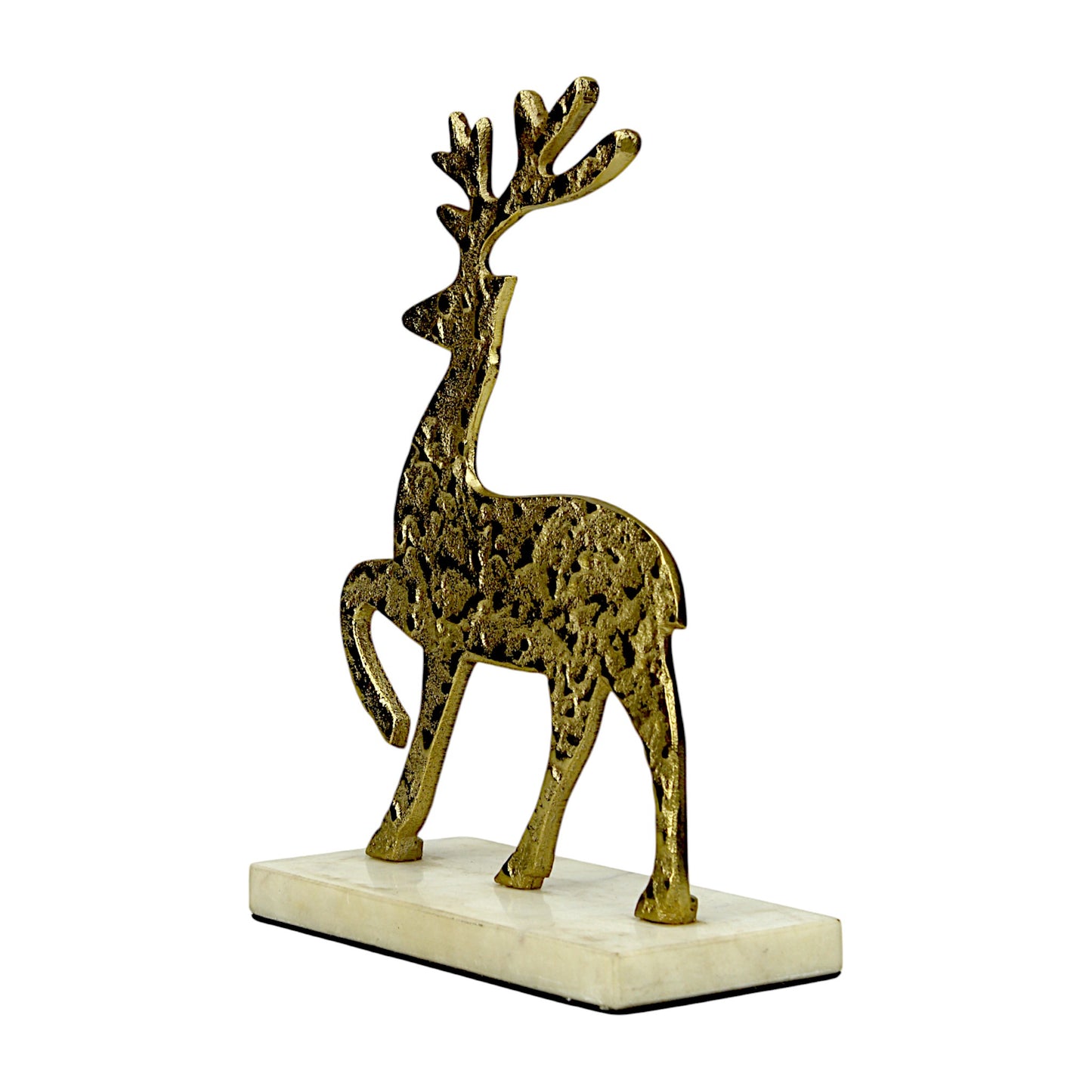 Golden Aluminum Christmas Decorative minimalitic Standing rain Deer on marvel base
