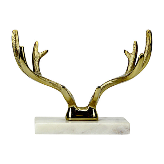 Golden Aluminum Reindeer Horn on Marble Base – Elegant Christmas Decor | Hind Decor