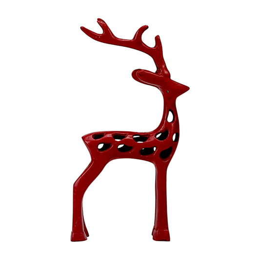 Red Aluminum Handcrafted Reindeer – Elegant Christmas Decor | Hind Decor