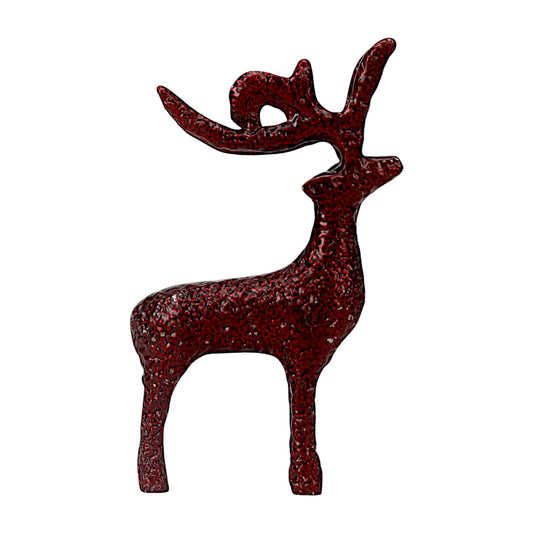 Dark Red Aluminum Handcrafted Reindeer – Elegant Christmas Decor | Hind Decor