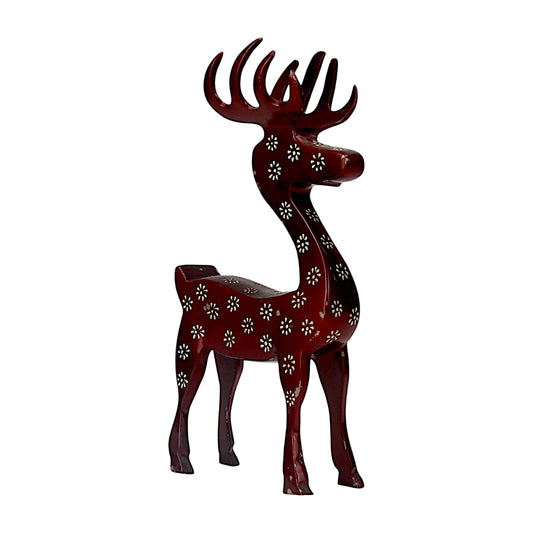 Red Wooden Minimalistic Reindeer – Elegant Christmas Decor | Hind Decor
