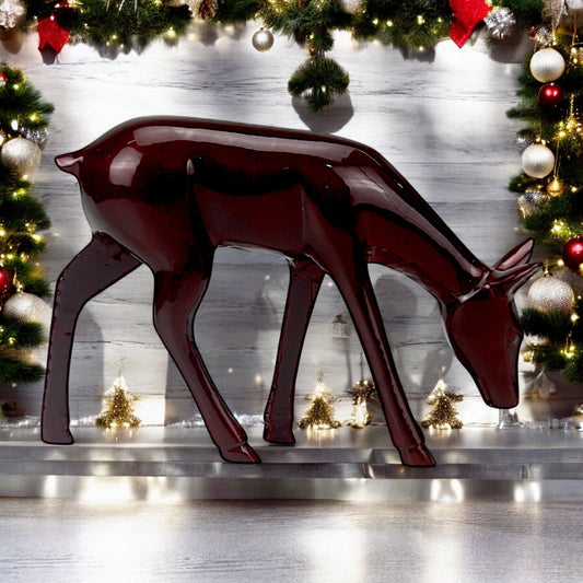 Dark Red Aluminum Deer – Elegant Christmas & Holiday Decor | Hind Decor