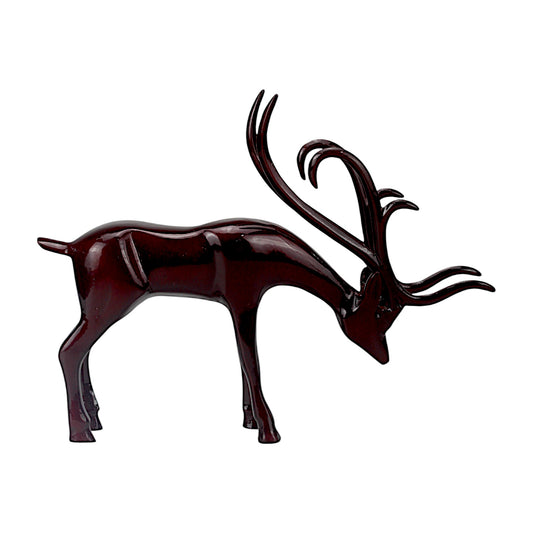 Dark Red Aluminum Long Horn Reindeer – Elegant Christmas Decor | Hind Decor