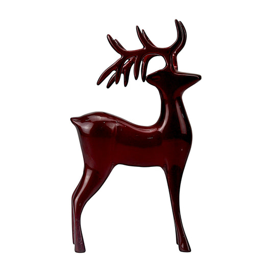 Dark Red Aluminum Long Horn Reindeer – Elegant Christmas Decor | Hind Decor