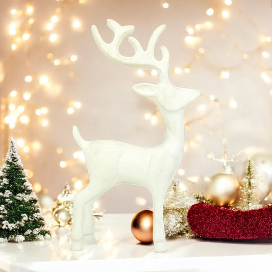 white handcrafted Aluminium White Handcrafted Aluminum Reindeer – Elegant Christmas Decor | Hind Decor