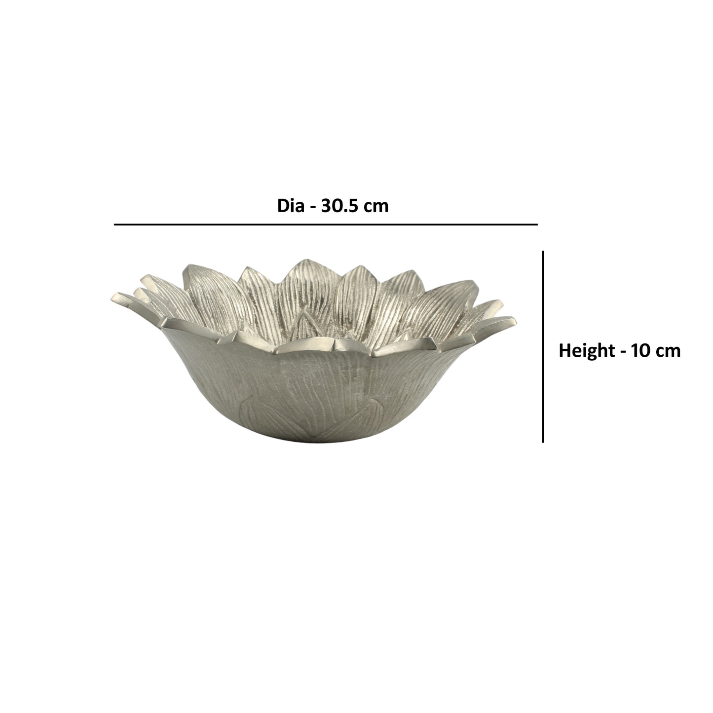 Elegent Silver Lotus Aluminium Decorative Bowl