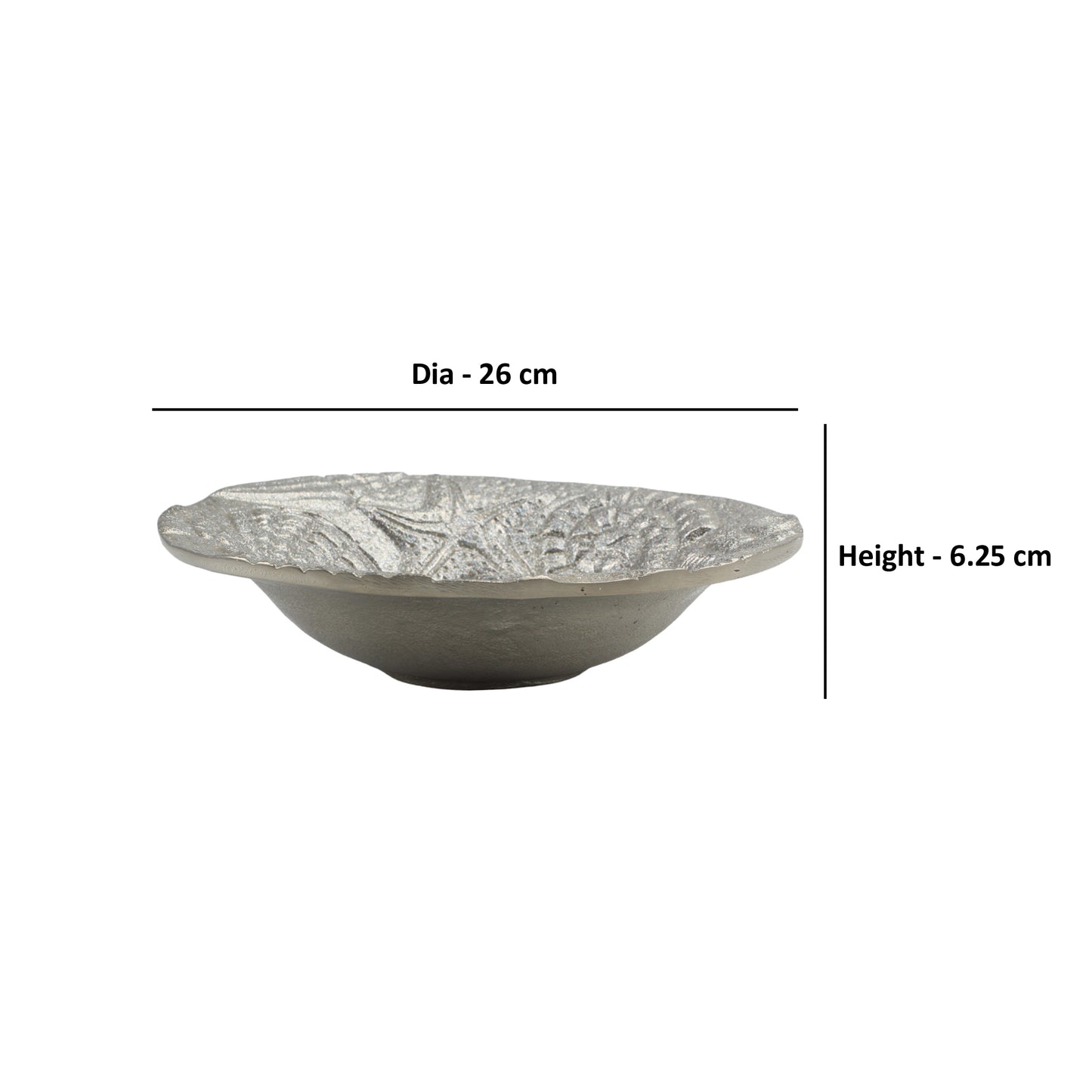 Silver Glittered Sea Creatures Design Aluminium Decorative Bowl