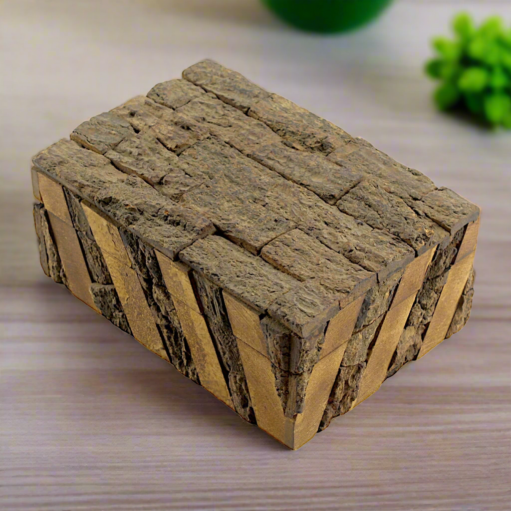 Rustic Wooden Trinket Box with Natural Bark Finish