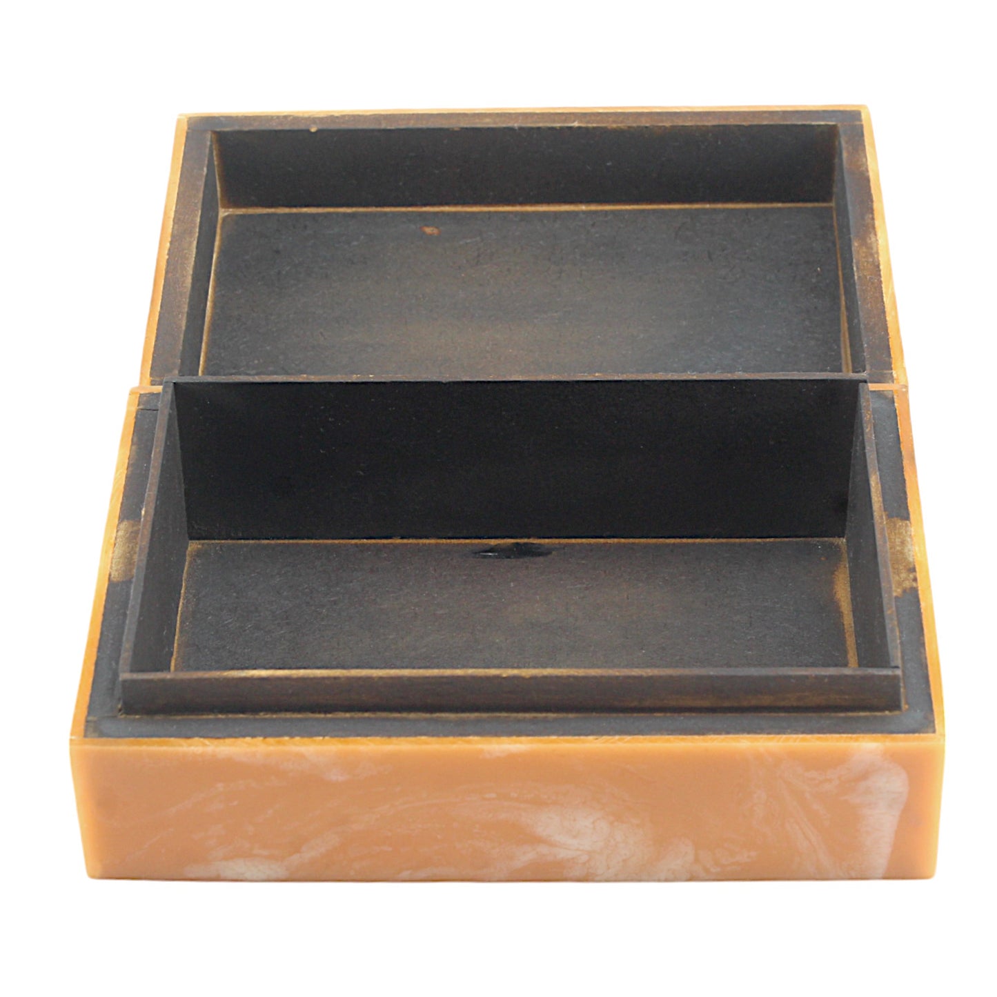 Handcrafted Orange Marble Resin Trinket Box with Abstract Design
