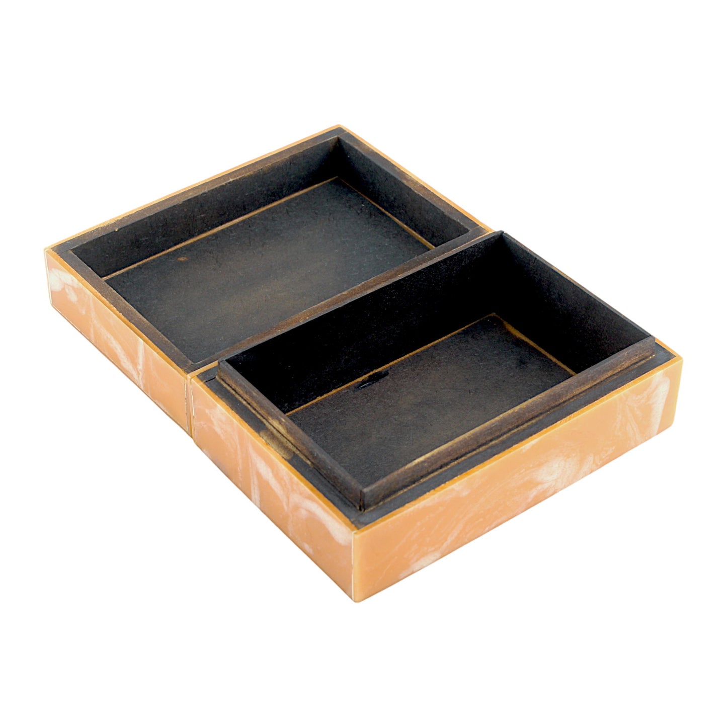 Handcrafted Orange Marble Resin Trinket Box with Abstract Design