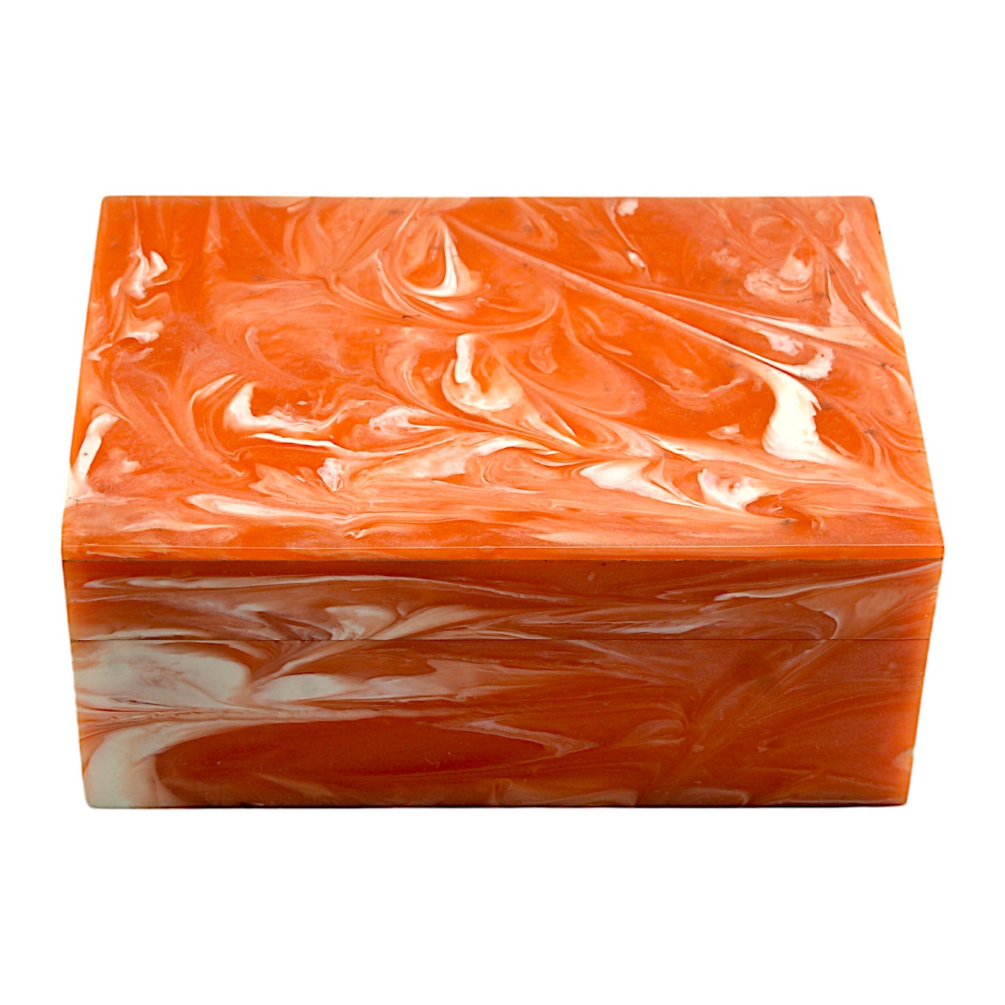 Handcrafted Orange Bone Inlay Trinket Box – Artistic Storage Solution