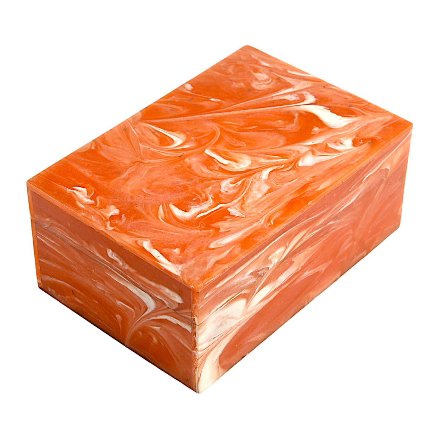 Handcrafted Orange Bone Inlay Trinket Box – Artistic Storage Solution