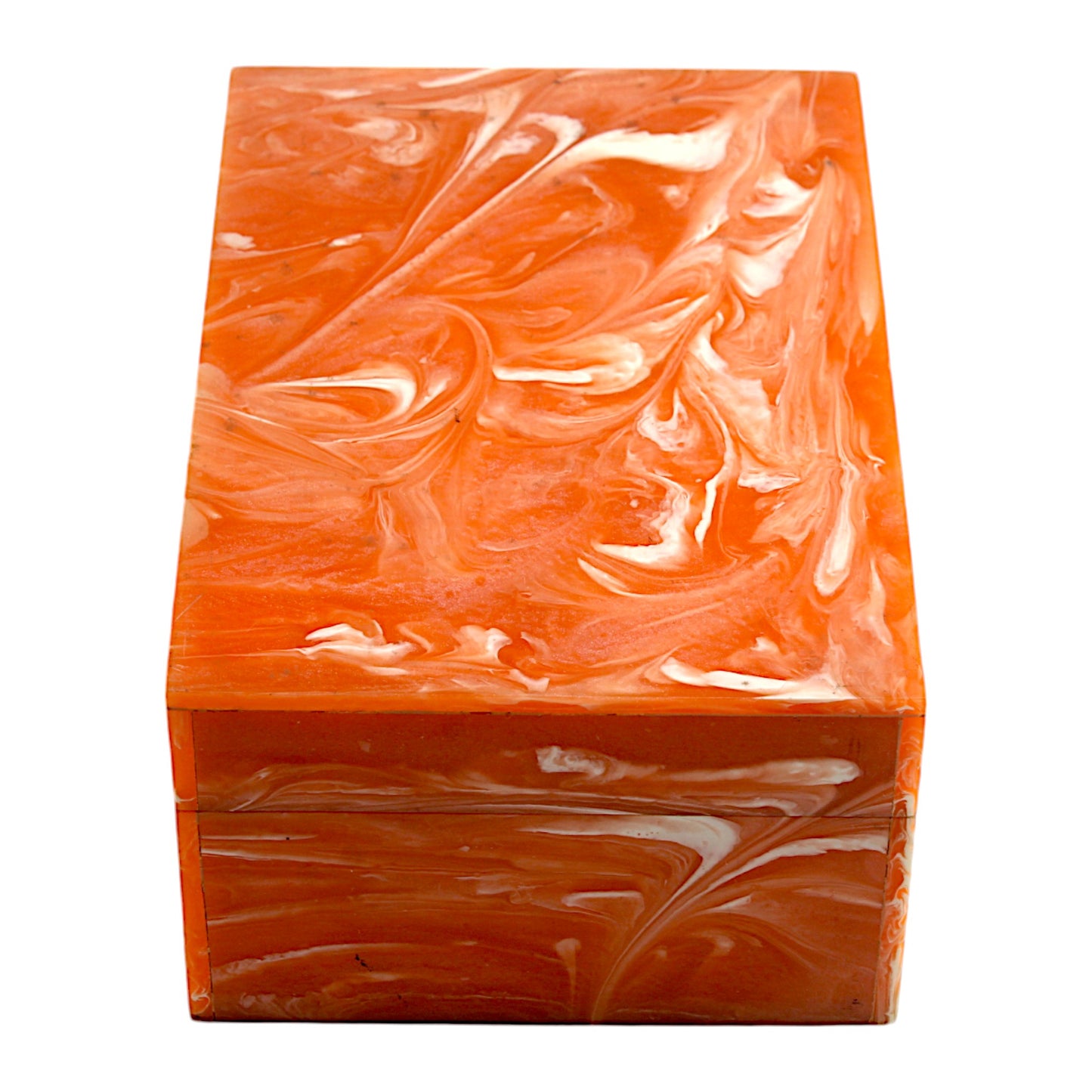 Handcrafted Orange Bone Inlay Trinket Box – Artistic Storage Solution