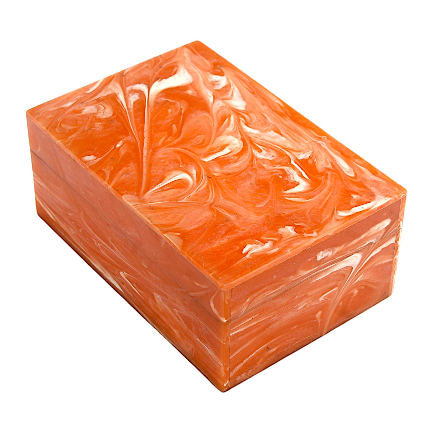 Handcrafted Orange Bone Inlay Trinket Box – Artistic Storage Solution