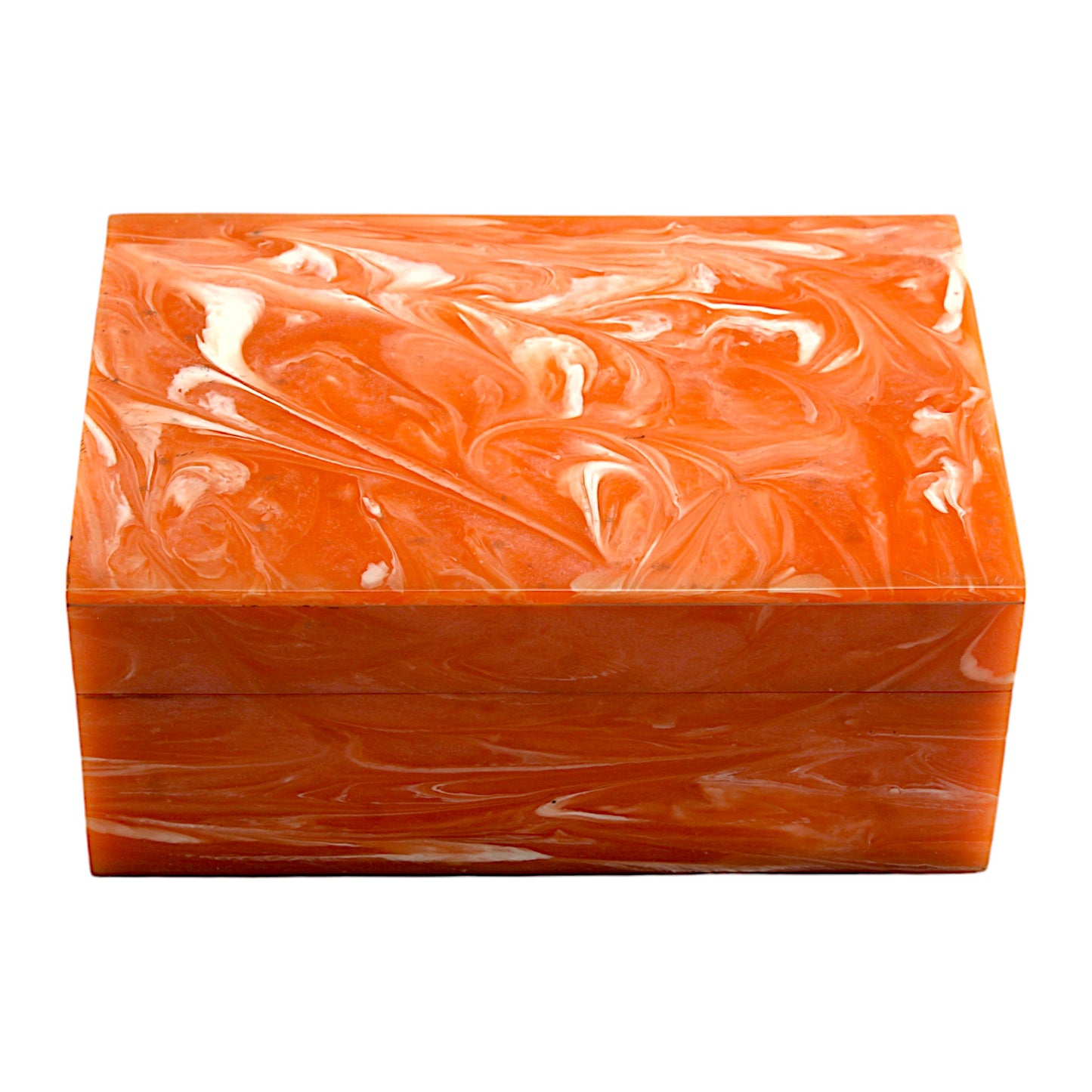 Handcrafted Orange Bone Inlay Trinket Box – Artistic Storage Solution