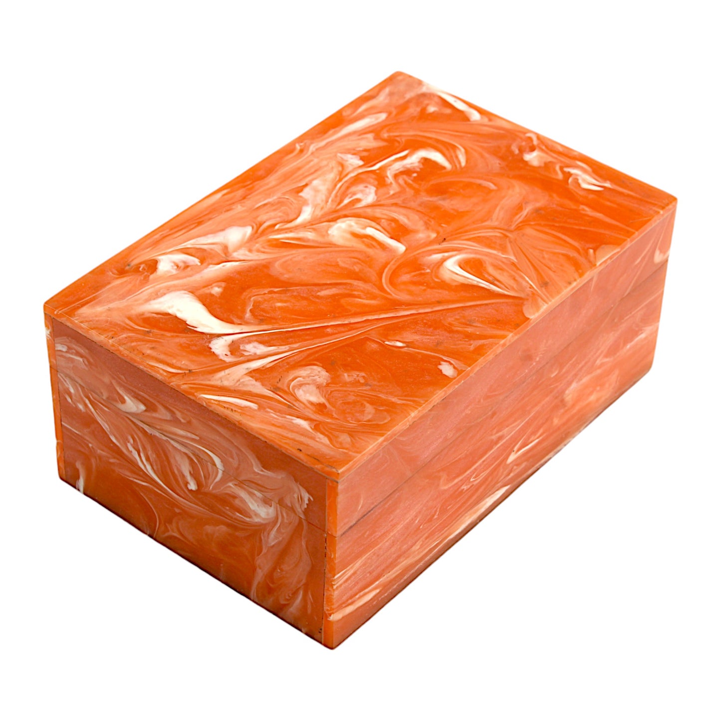 Handcrafted Orange Bone Inlay Trinket Box – Artistic Storage Solution