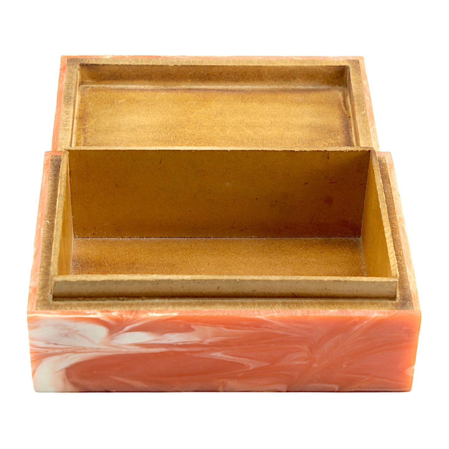 Handcrafted Orange Bone Inlay Trinket Box – Artistic Storage Solution