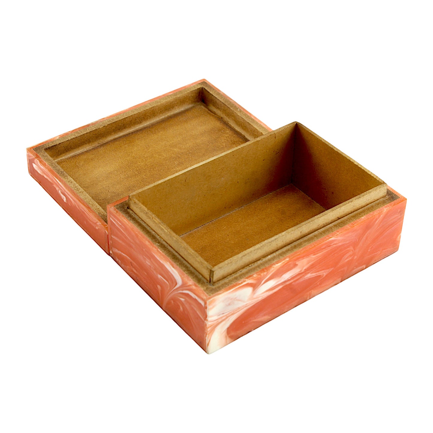 Handcrafted Orange Bone Inlay Trinket Box – Artistic Storage Solution