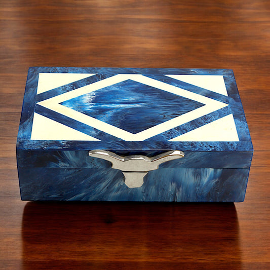 Handcrafted Blue Resin Trinket Box – Elegant Storage Solution
