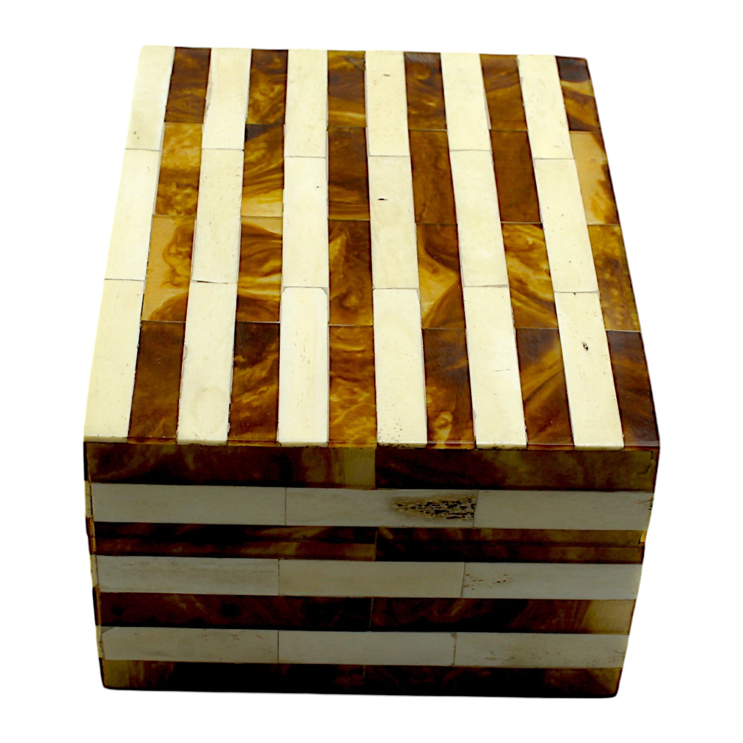 Handcrafted Bone Inlay Trinket Box – Antique Stripe Design