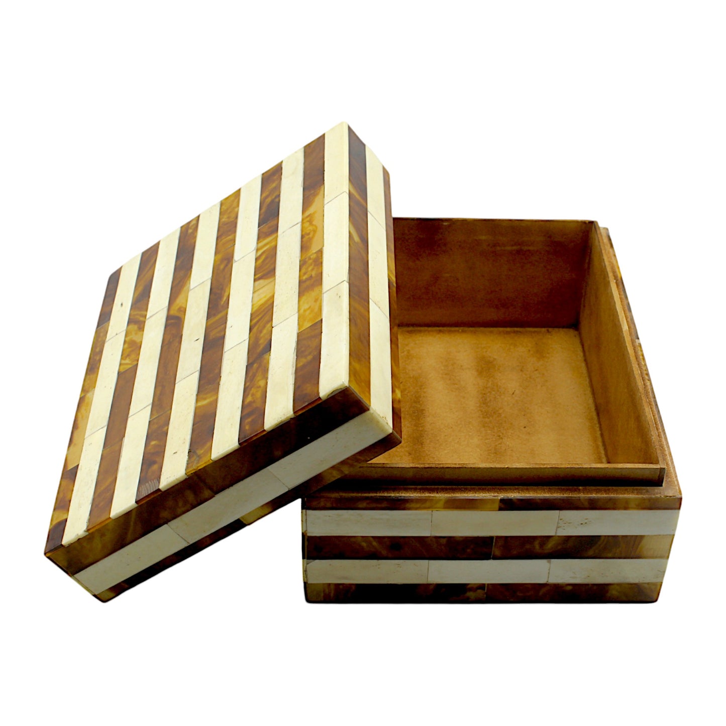 Handcrafted Bone Inlay Trinket Box – Antique Stripe Design