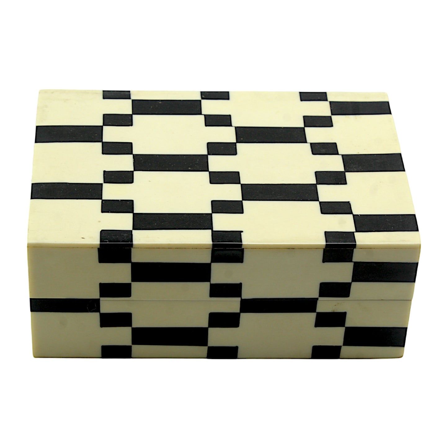 Handcrafted Bone Inlay Trinket Box – Antique Black and White Design