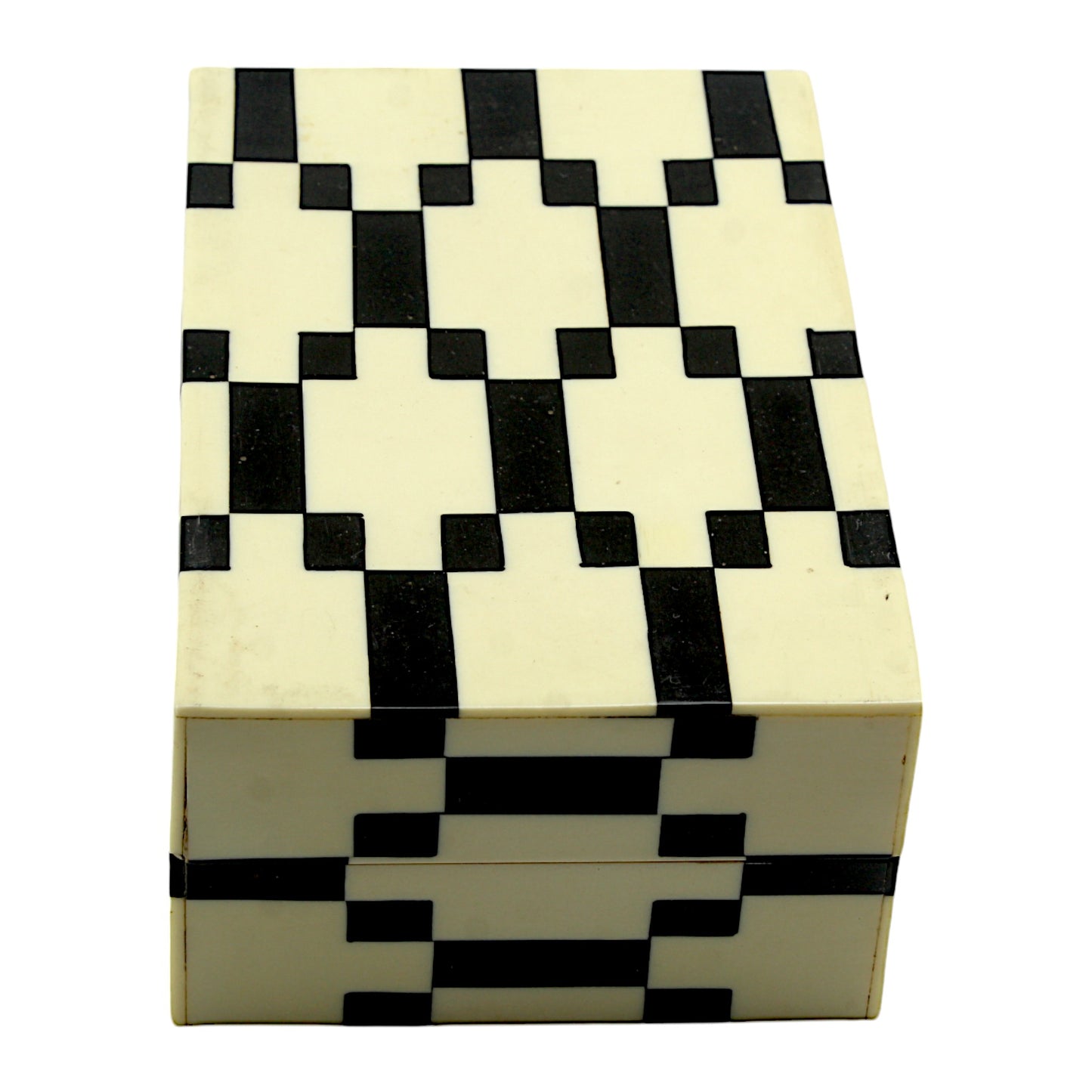 Handcrafted Bone Inlay Trinket Box – Antique Black and White Design