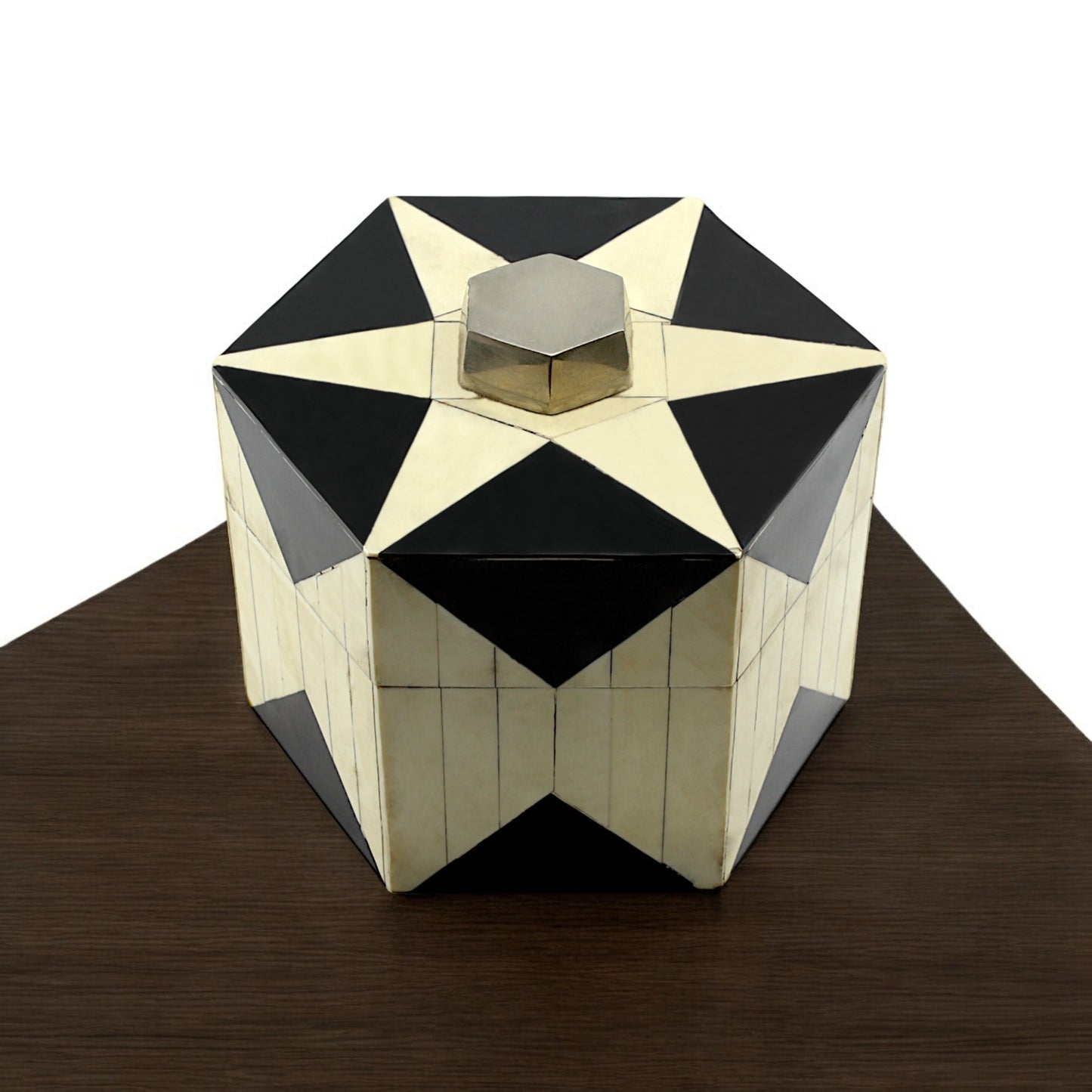 Round Handcrafted Bone Inlay Trinket Box - Elegant Storage Solution for Jewelry and Keepsakes