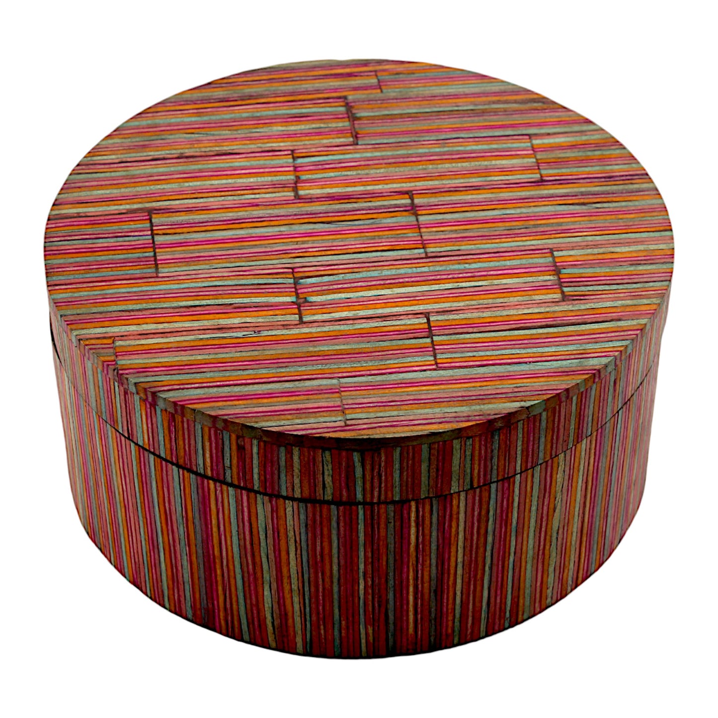 Striped Red Bone Inlay Handcrafted Trinket Box - Unique Storage for Jewelry and Keepsakes