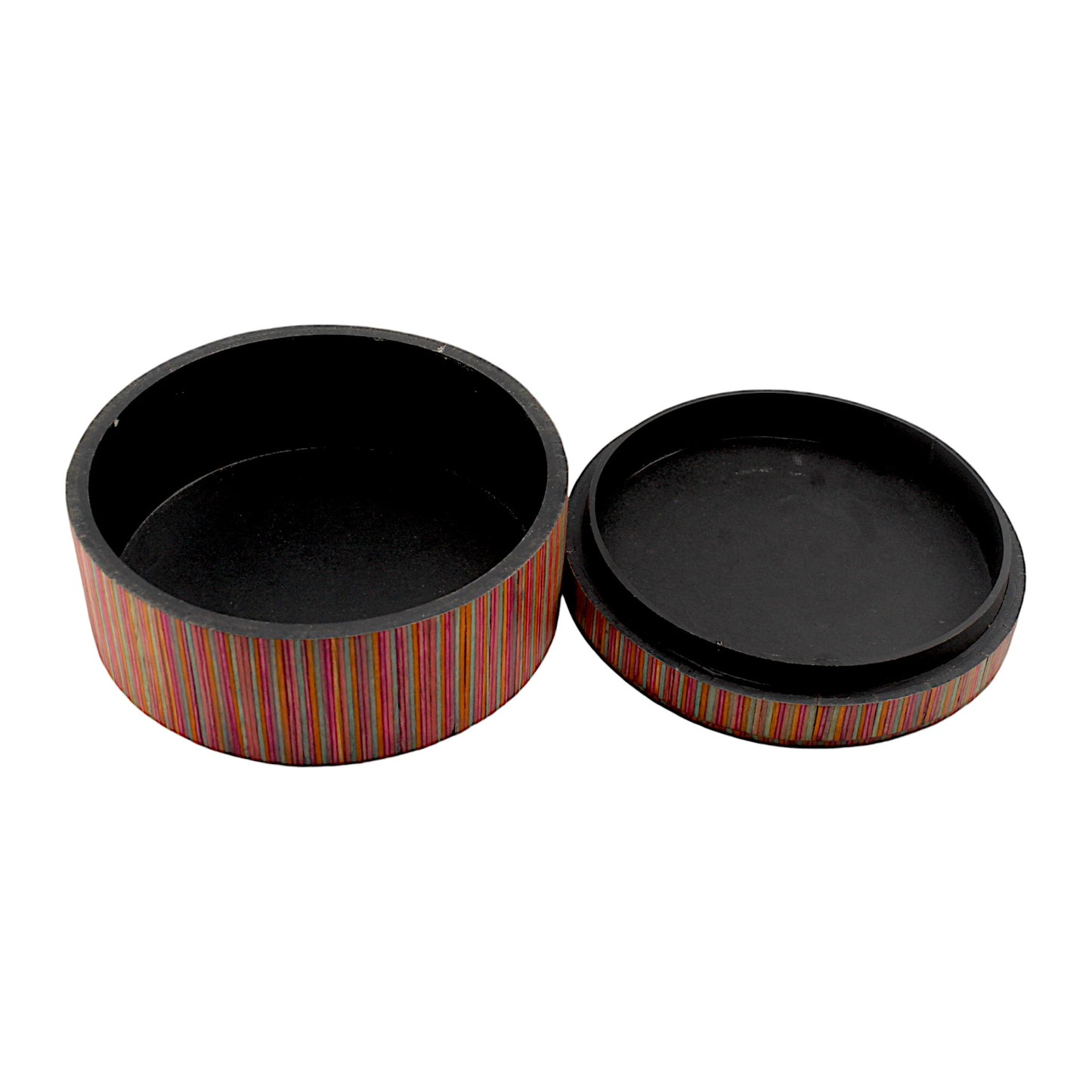 Striped Red Bone Inlay Handcrafted Trinket Box - Unique Storage for Jewelry and Keepsakes