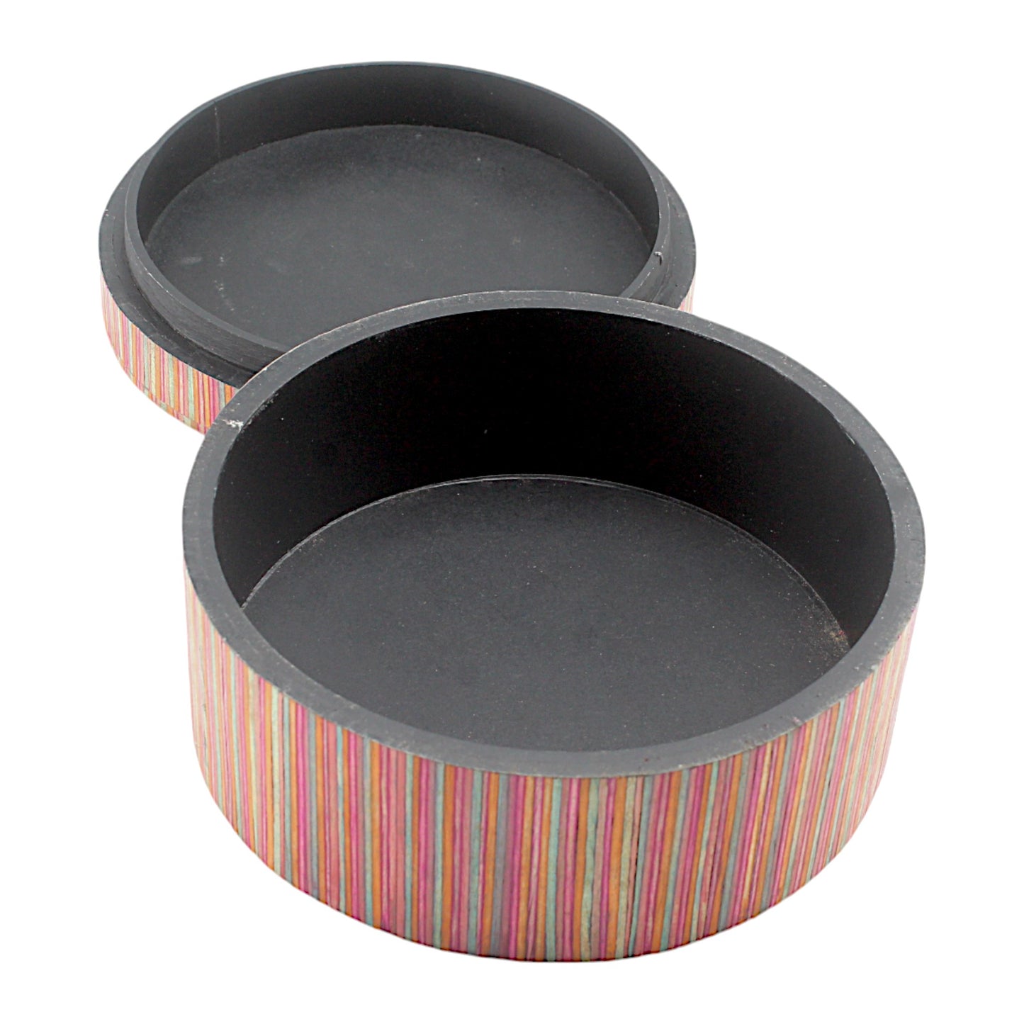 Striped Red Bone Inlay Handcrafted Trinket Box - Unique Storage for Jewelry and Keepsakes