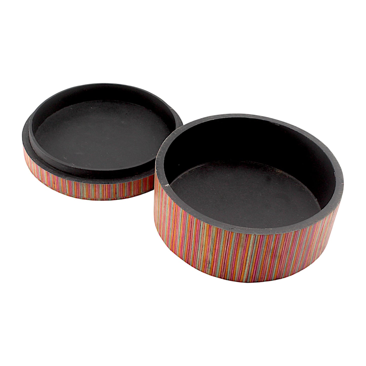 Striped Red Bone Inlay Handcrafted Trinket Box - Unique Storage for Jewelry and Keepsakes