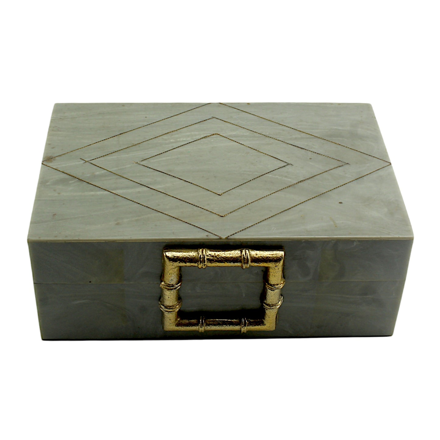 Grey Bone Inlay Handcrafted Trinket Box - Elegant Storage for Jewelry and Keepsakes