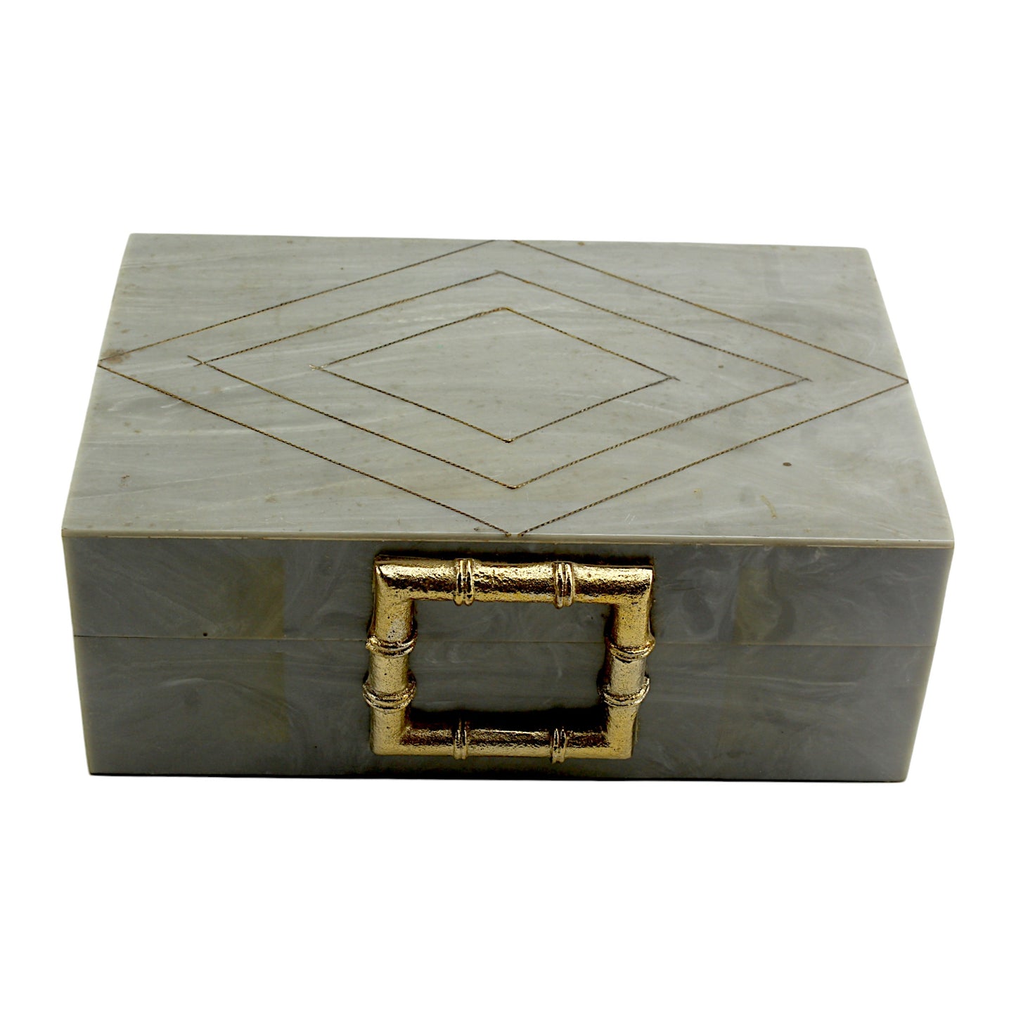 Grey Bone Inlay Handcrafted Trinket Box - Elegant Storage for Jewelry and Keepsakes