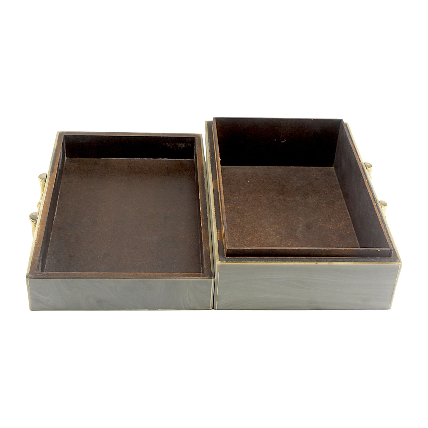 Grey Bone Inlay Handcrafted Trinket Box - Elegant Storage for Jewelry and Keepsakes