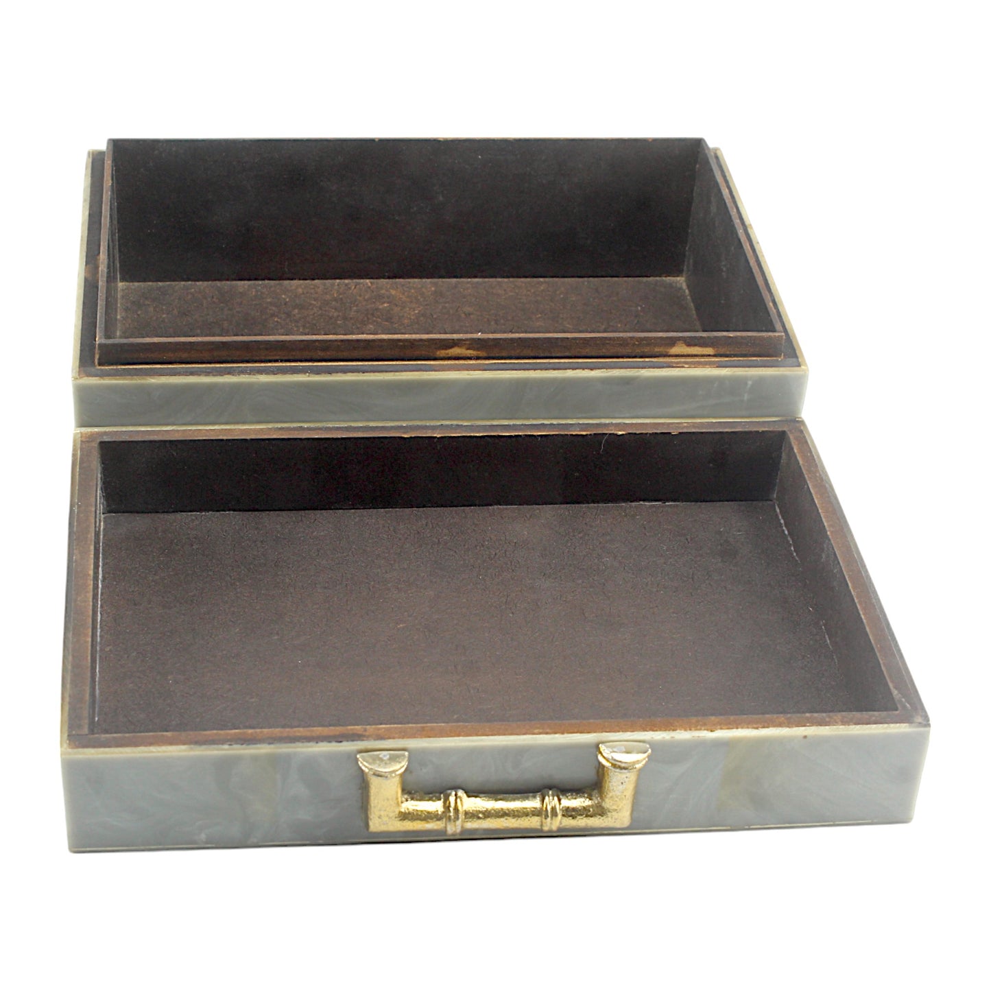 Grey Bone Inlay Handcrafted Trinket Box - Elegant Storage for Jewelry and Keepsakes