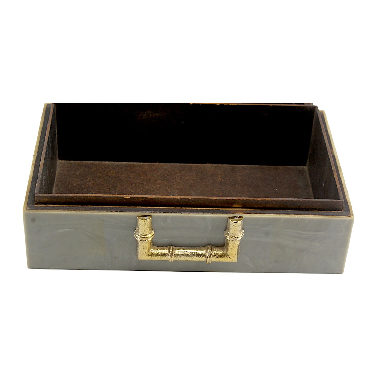 Grey Bone Inlay Handcrafted Trinket Box - Elegant Storage for Jewelry and Keepsakes