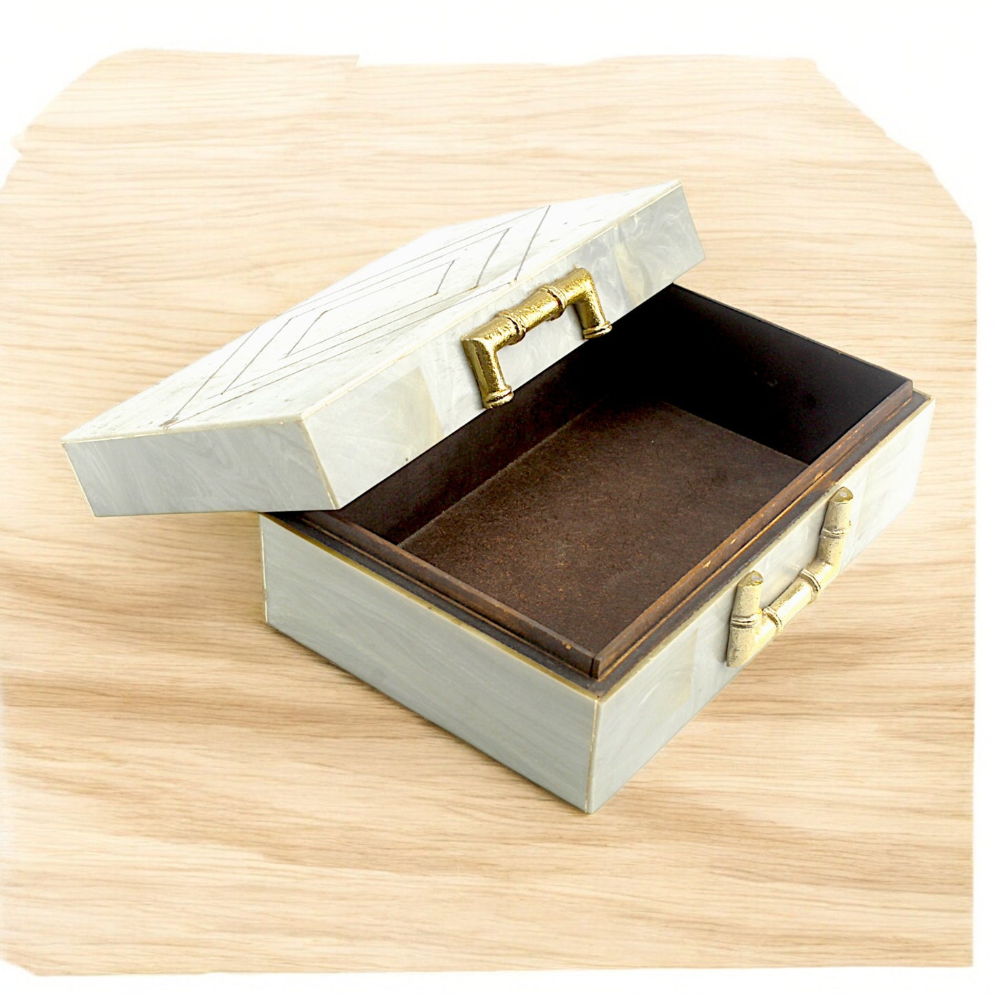 Grey Bone Inlay Handcrafted Trinket Box - Elegant Storage for Jewelry and Keepsakes