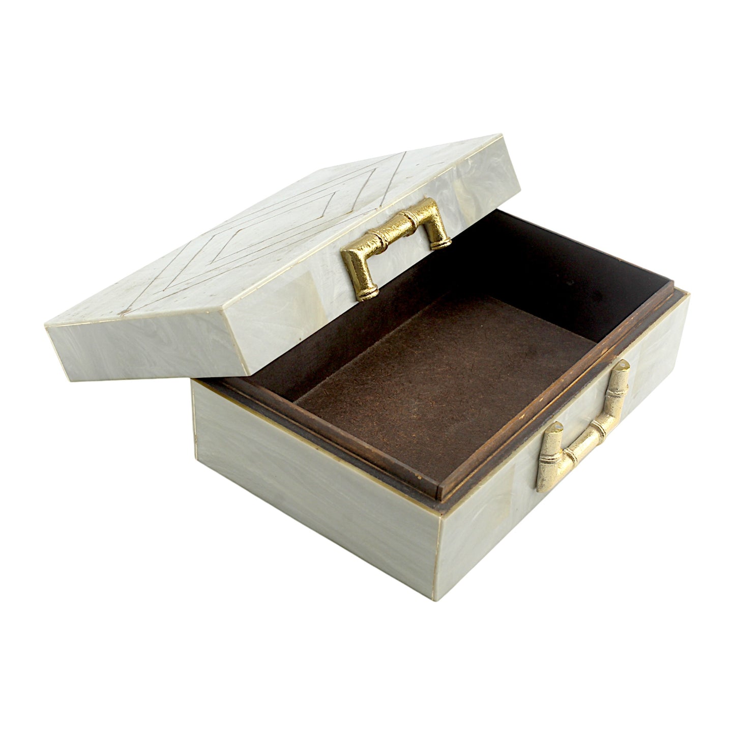 Grey Bone Inlay Handcrafted Trinket Box - Elegant Storage for Jewelry and Keepsakes