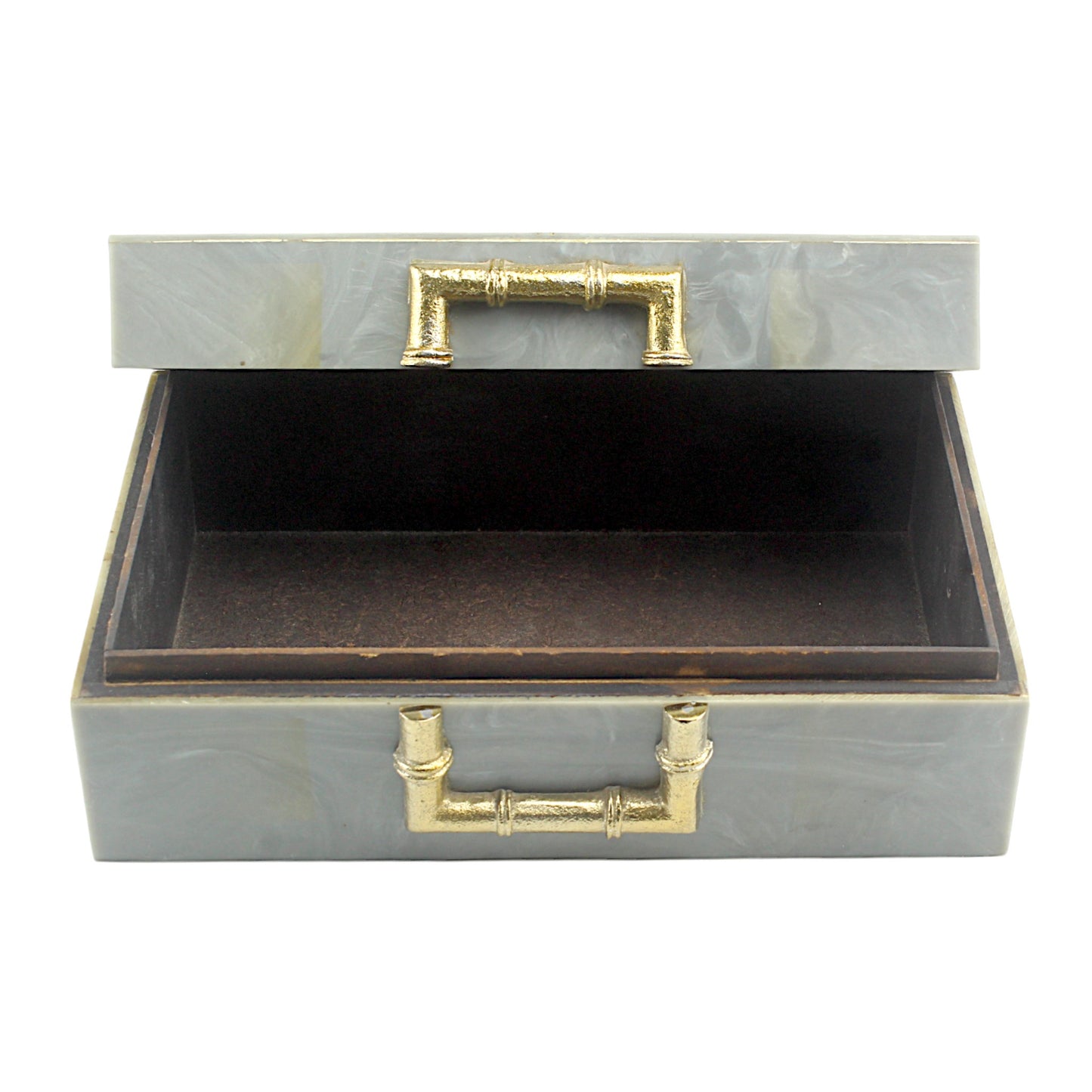 Grey Bone Inlay Handcrafted Trinket Box - Elegant Storage for Jewelry and Keepsakes