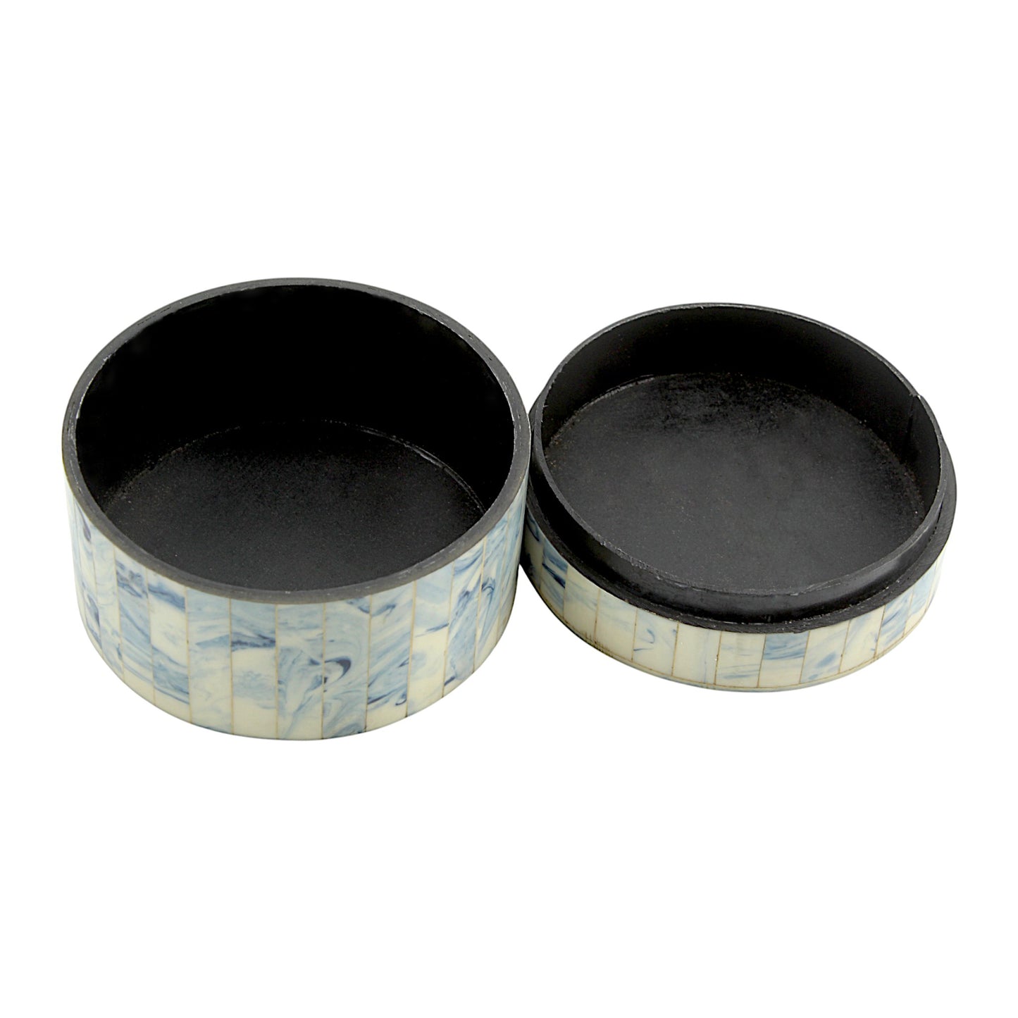 Elegant Marbled Resin Trinket Box – Round Blue & White Storage Box for Home Décor