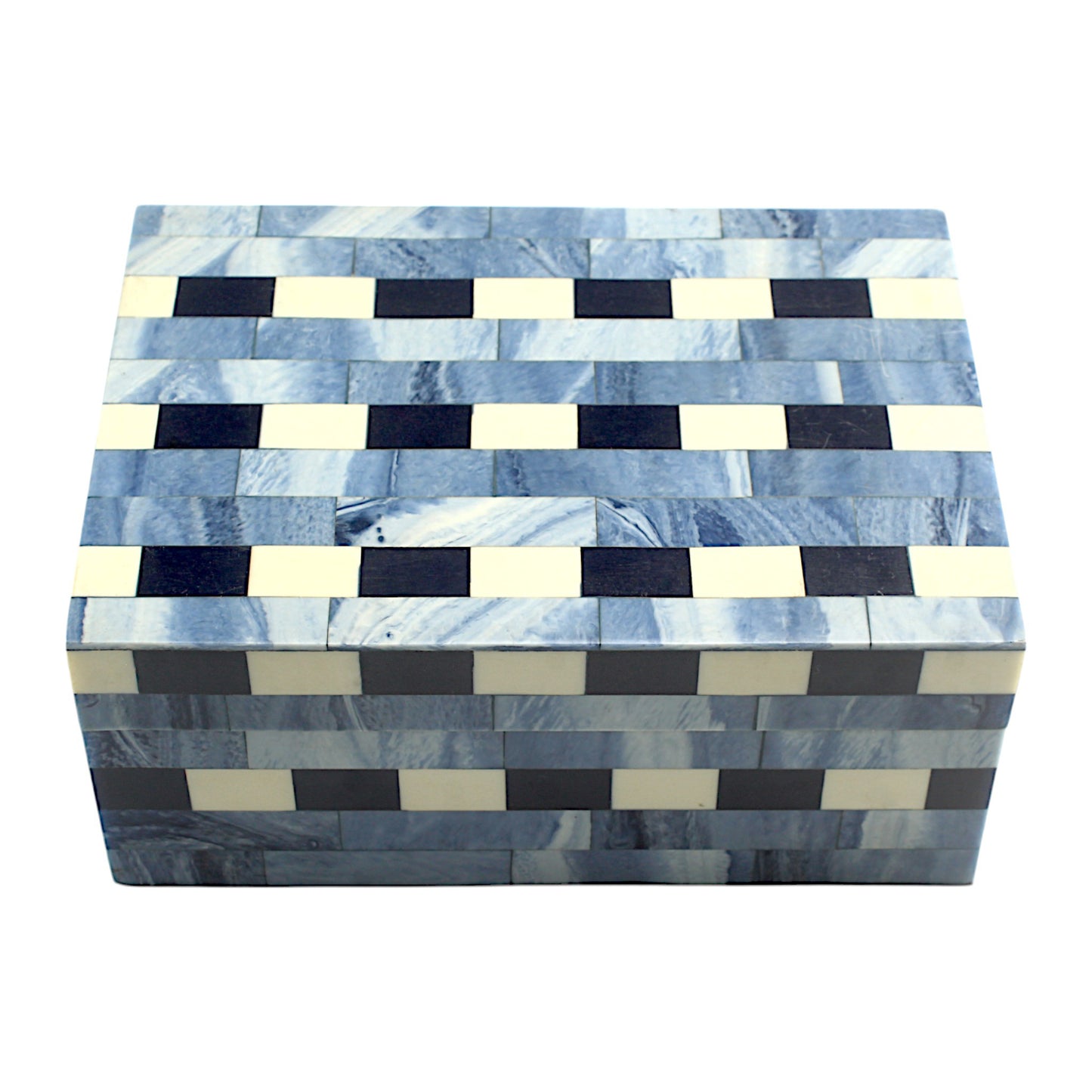 Blue Striped Resin Trinket Box – Elegant Decorative Storage for Small Essentials
