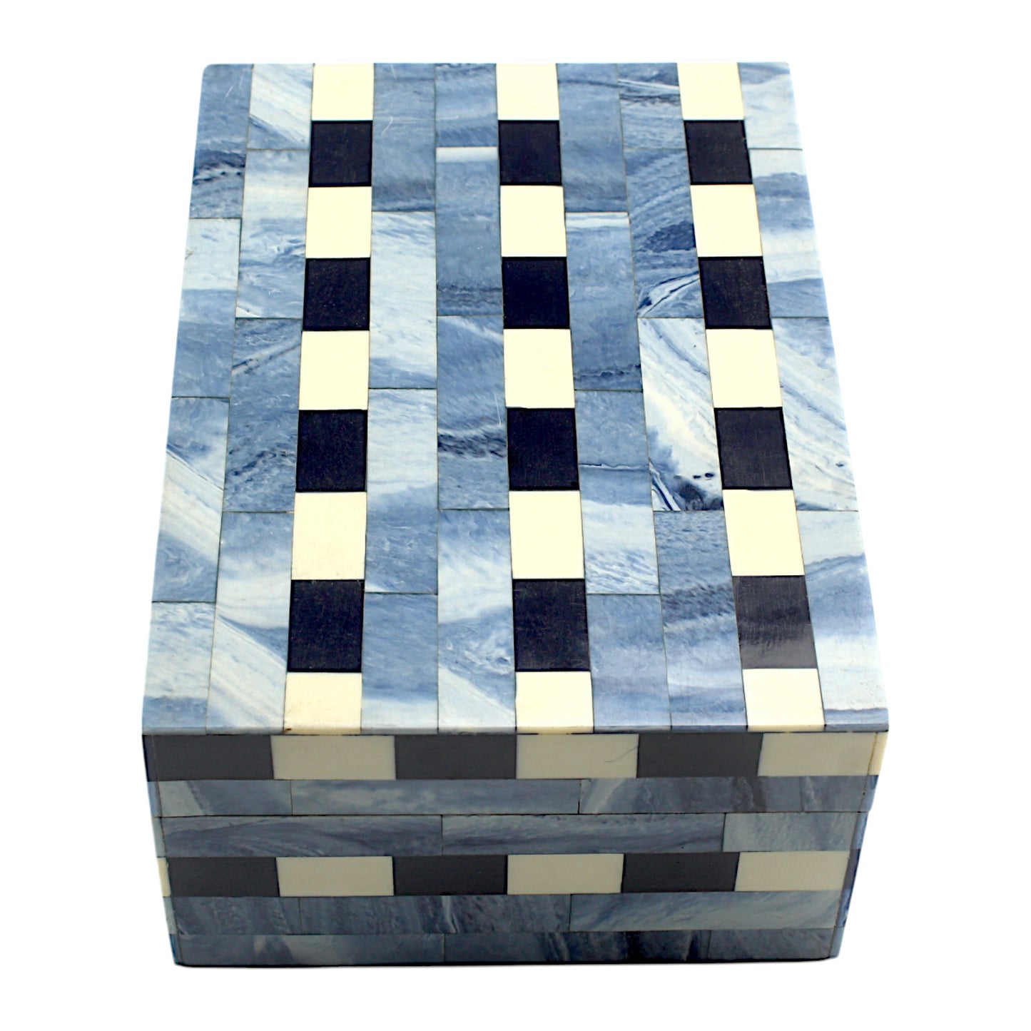 Blue Striped Resin Trinket Box – Elegant Decorative Storage for Small Essentials