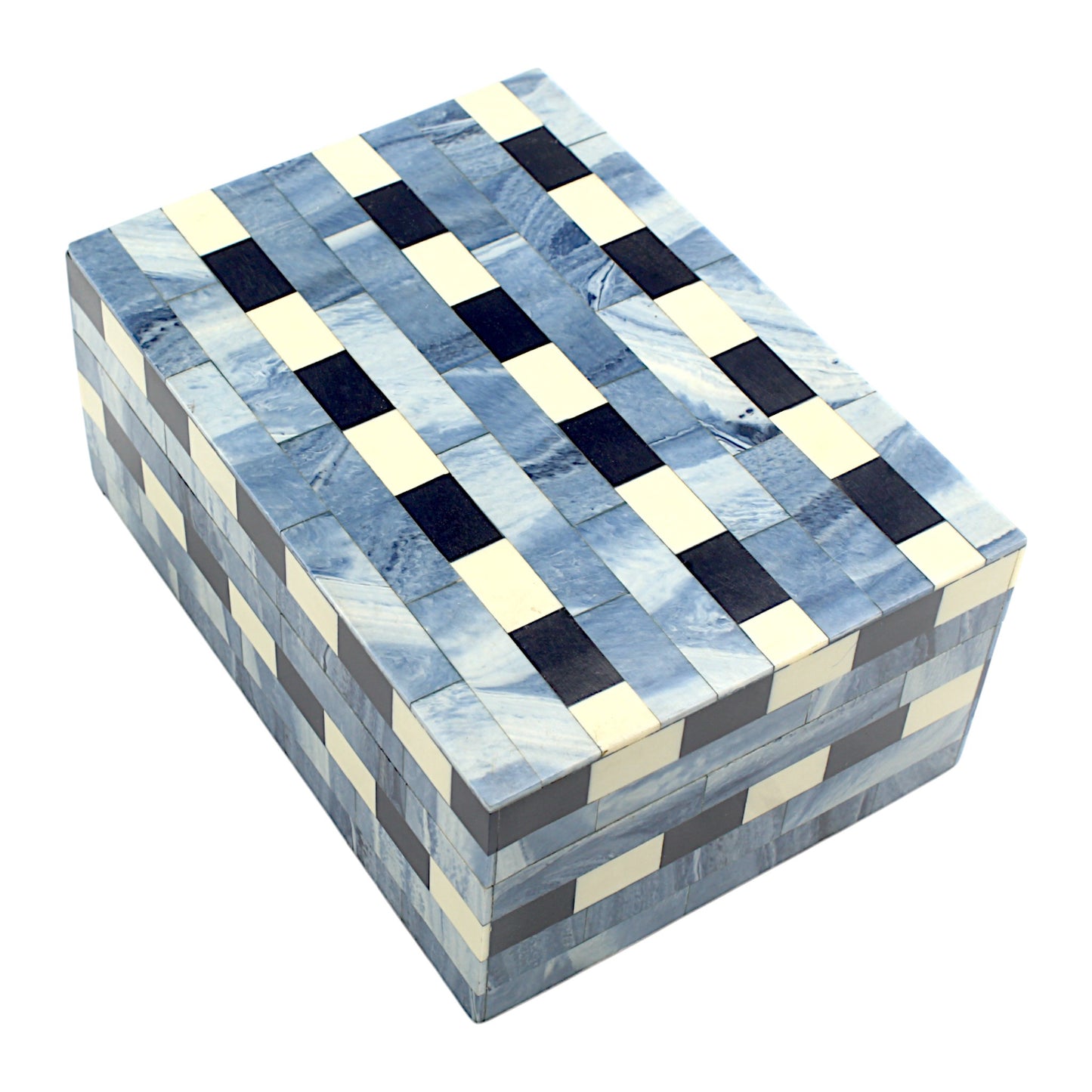 Blue Striped Resin Trinket Box – Elegant Decorative Storage for Small Essentials