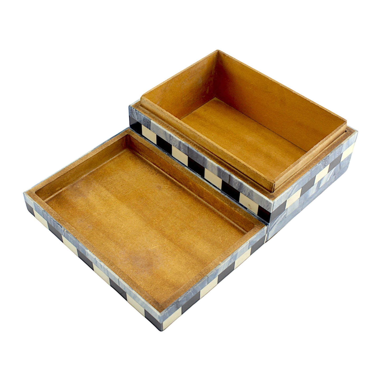 Blue Striped Resin Trinket Box – Elegant Decorative Storage for Small Essentials
