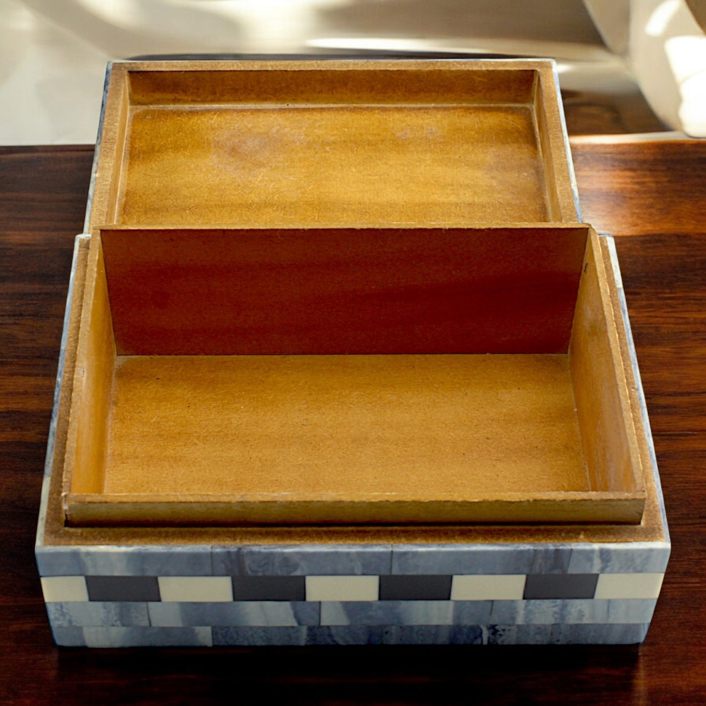 Blue Striped Resin Trinket Box – Elegant Decorative Storage for Small Essentials