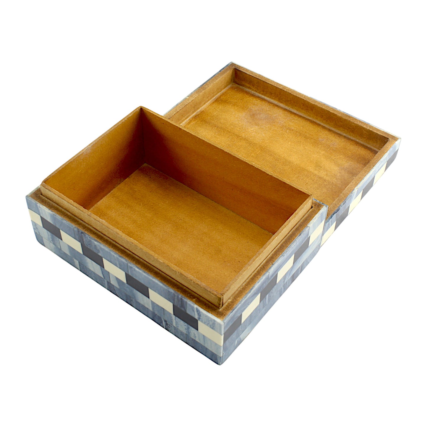 Blue Striped Resin Trinket Box – Elegant Decorative Storage for Small Essentials