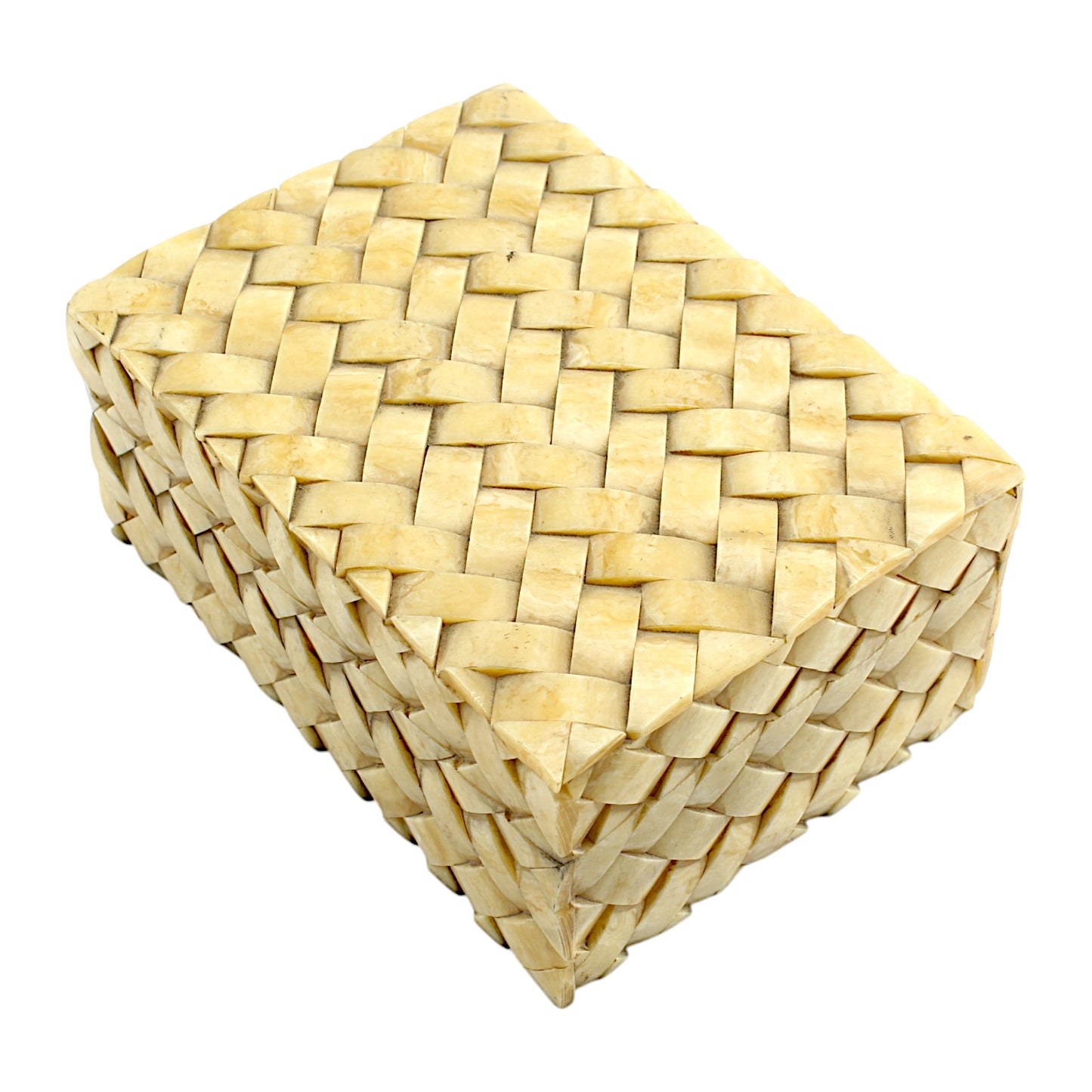 Title: Rectangular Bone Inlay Trinket Box with Rope Design – Elegant Decorative Storage Box