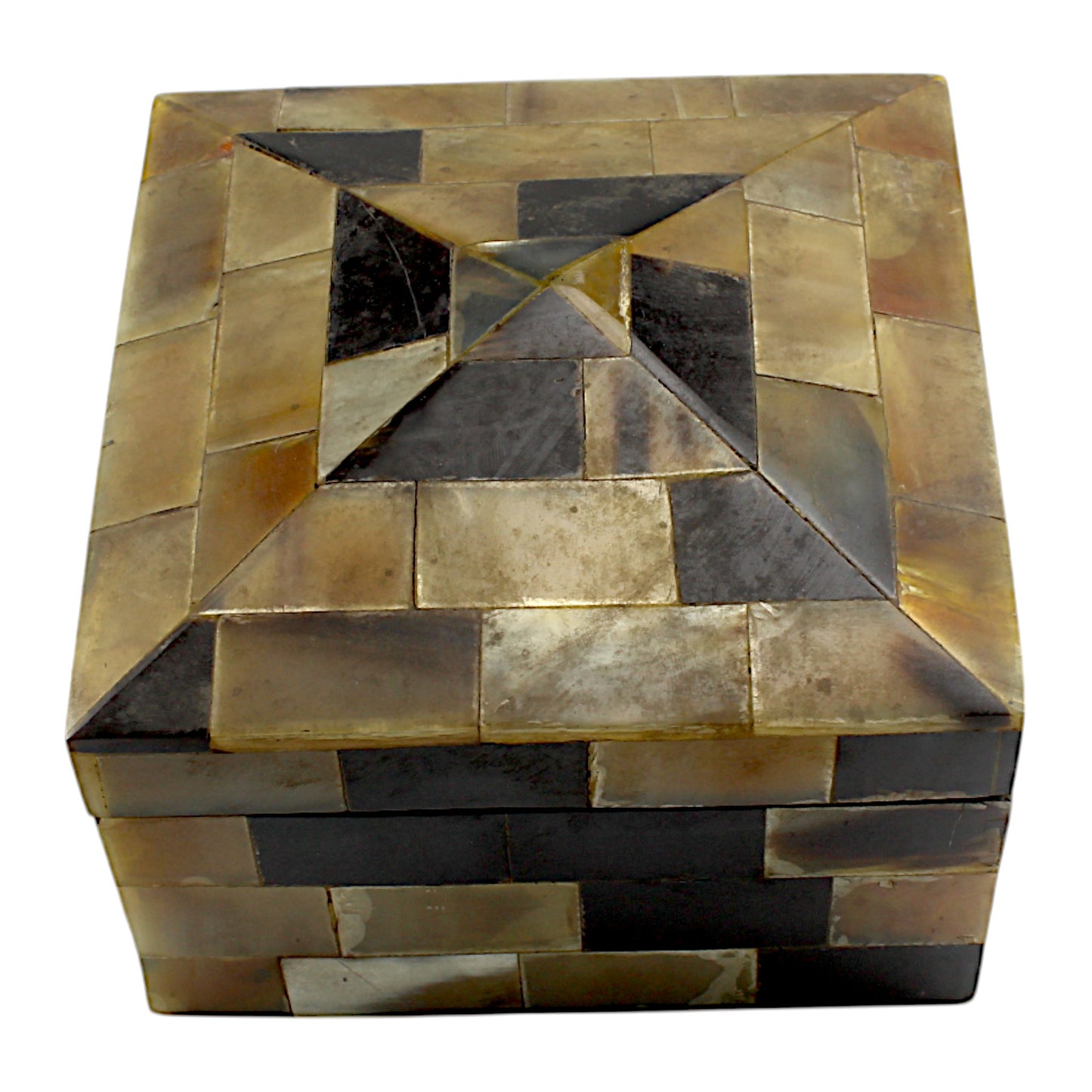 Handmade Black & White Antique Traditional Horn Trinket Box – Square, Elegant & Timeless