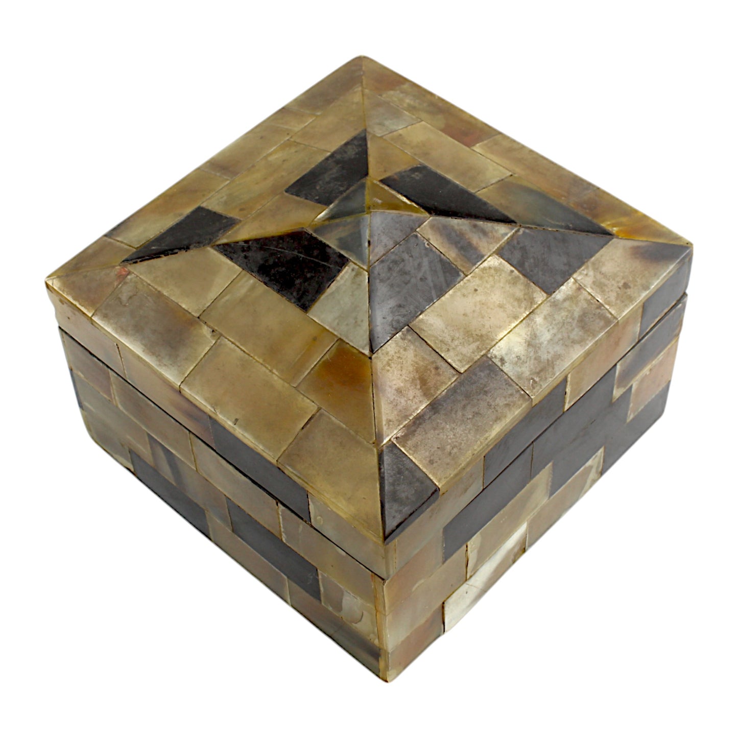Handmade Black & White Antique Traditional Horn Trinket Box – Square, Elegant & Timeless